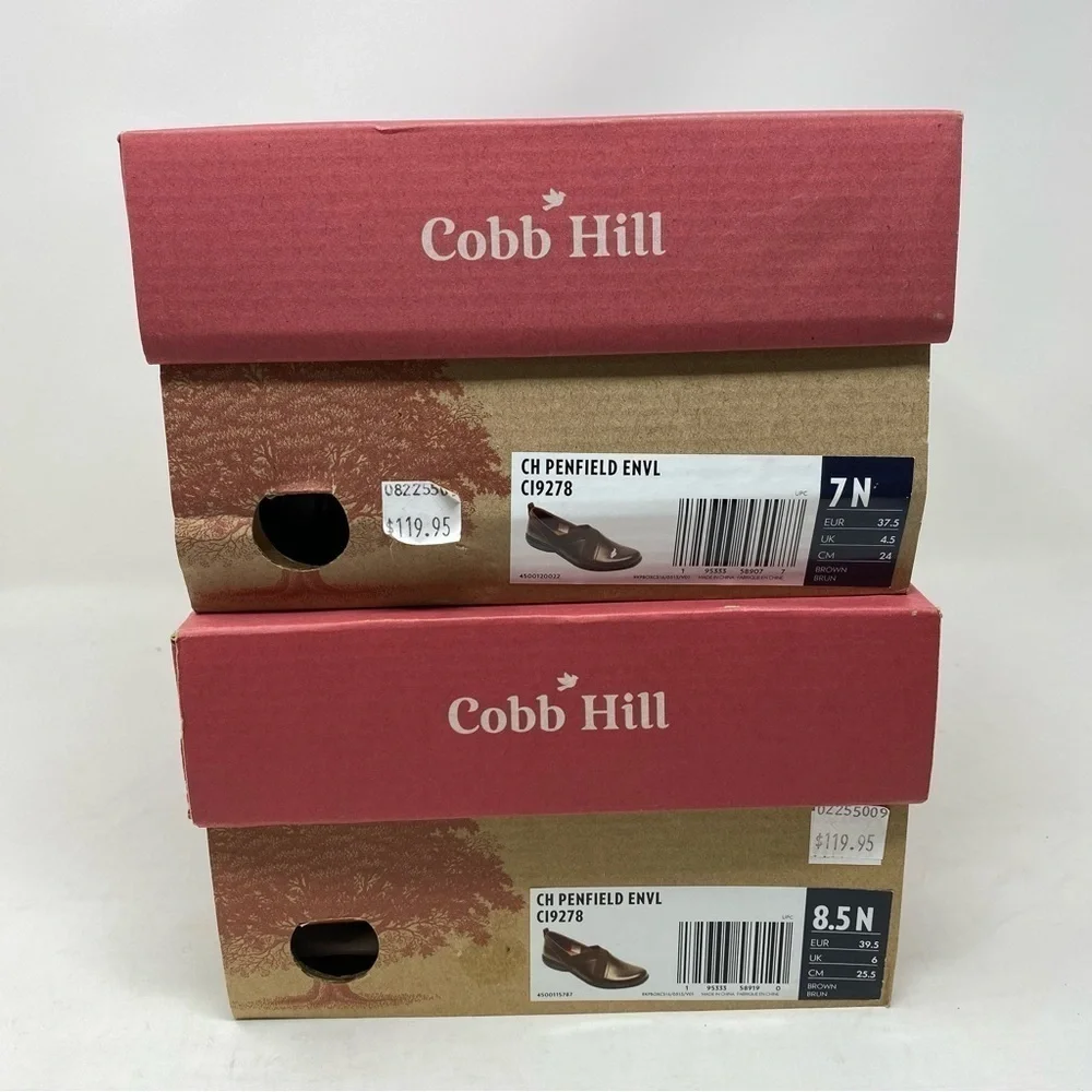 Cobb Hill Penfield Envelope Slip On shoes Brown Leather NARROW CI9278